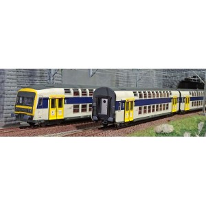 ViTrains 1124L Set de 3 voitures voyageurs VB2N SNCF, livré fuscia Nord Pas de Calais, Logo casquette, avec éclairage ViTrains V