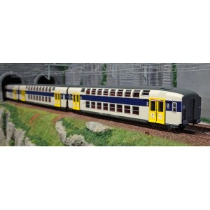 ViTrains 1124L Set de 3 voitures voyageurs VB2N SNCF, livré fuscia Nord Pas de Calais, Logo casquette, avec éclairage ViTrains V