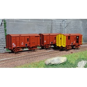 EPM 51.00.12 Set de 3 wagons marchandise Fourgons Us, rouge UIC, toit et châssis rouge, SNCF,  ep.V-VI EPM, Euro Passion Models 