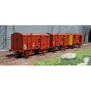 EPM 51.00.12 Set de 3 wagons marchandise Fourgons Us, rouge UIC, toit et châssis rouge, SNCF,  ep.V-VI EPM, Euro Passion Models 