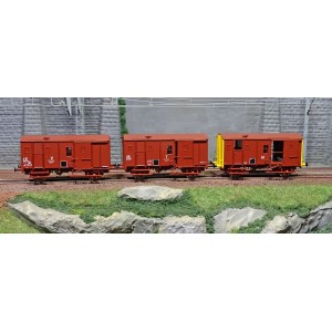 EPM 51.00.12 Set de 3 wagons marchandise Fourgons Us, rouge UIC, toit et châssis rouge, SNCF,  ep.V-VI EPM, Euro Passion Models 