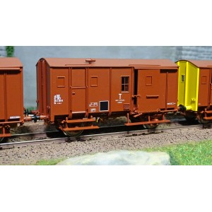 EPM 51.00.12 Set de 3 wagons marchandise Fourgons Us, rouge UIC, toit et châssis rouge, SNCF,  ep.V-VI EPM, Euro Passion Models 