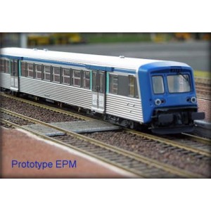 Epm 41.49.15 Rame Réversible Régional SNCF, RRR Rhones Alpes, bleu / inox, logo nouilles, n°37 EPM, Euro Passion Models EPM_E_41
