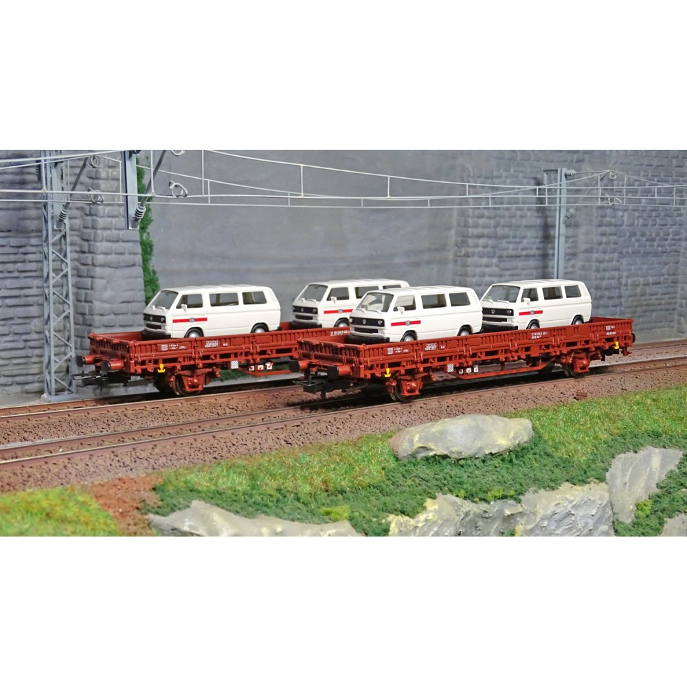 Rivarossi HR6458 Set de 2 wagons type Kls, DB, chargé 4 camionnettes Volkswagen T2 Rivarossi HR6458 - 1