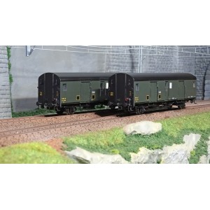 Models World 30301 Set de 2 Wagons fourgons, SNCF, Dqd2m, Vert 306, marquage 1950, feux fin de convoi Models World MW_30301 - 1