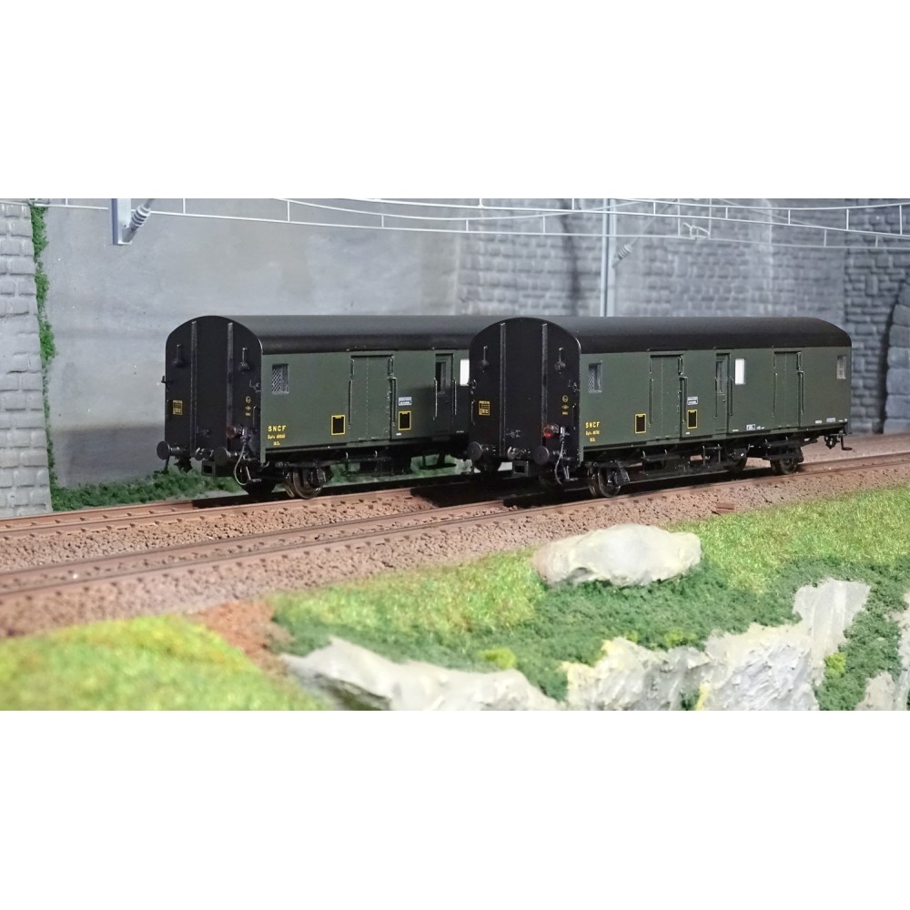 Models World 30301 Set de 2 Wagons fourgons, SNCF, Dqd2m, Vert 306, marquage 1950, feux fin de convoi Models World MW_30301 - 1