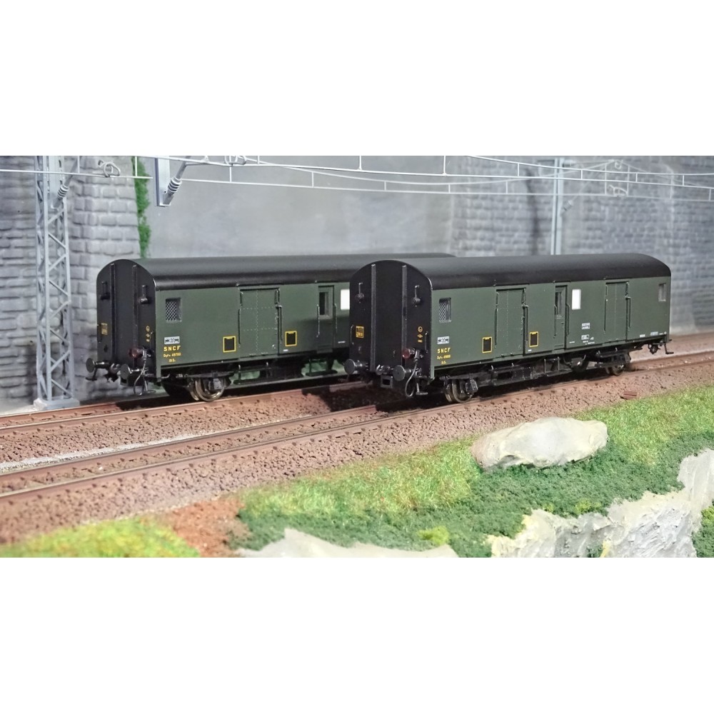 Models World 30303 Set de 2 Wagons fourgons, SNCF, Dqd2m, Vert 306, marquage 1956, feux fin de convoi Models World MW_30303 - 1