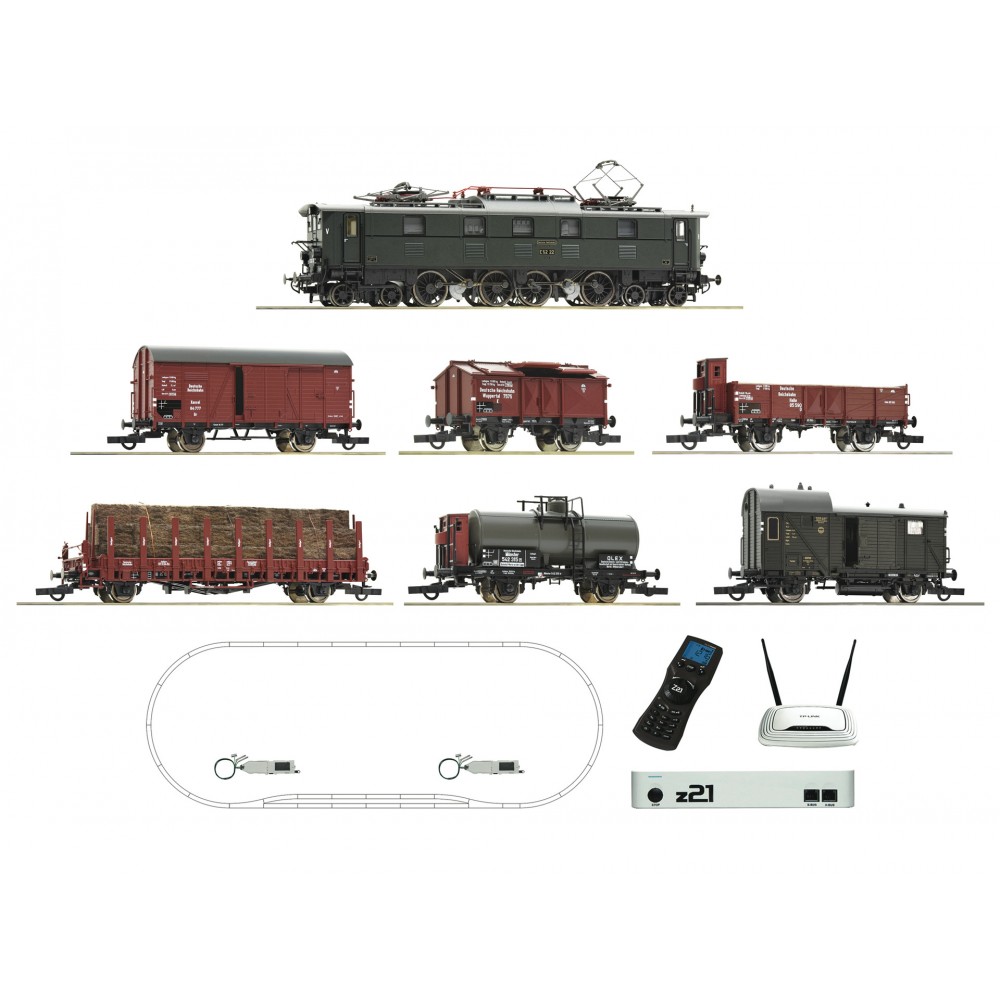 Roco 51323 Coffret de départ train marchandises électrique série E 52, DRG, digital sonore, Z21 start Roco 51323 Coffret de départ train marchandises électrique série E 52, DRG, digital sonore, Z21 start