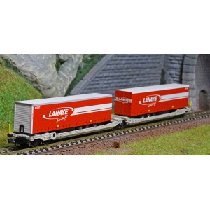 REE Modeles NW186 Wagons kangourou articulés type Sdggmrs AAE Hupac Intermodal, 2 remorques TRANSFER Ree Modeles NW-186 - 1