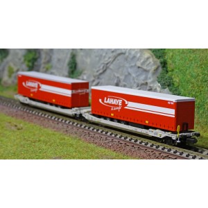 REE Modeles NW186 Wagons kangourou articulés type Sdggmrs AAE Hupac Intermodal, 2 remorques TRANSFER Ree Modeles NW-186 - 2