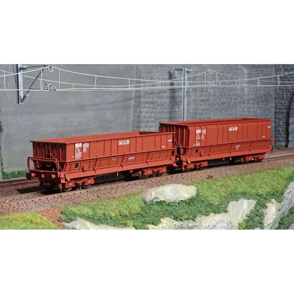 Ls Models 32300 Set de 2 wagons tombereaux, SNCB, DM / DMH rouge UIC, SACILOR Ls models Lsm_32300 - 1