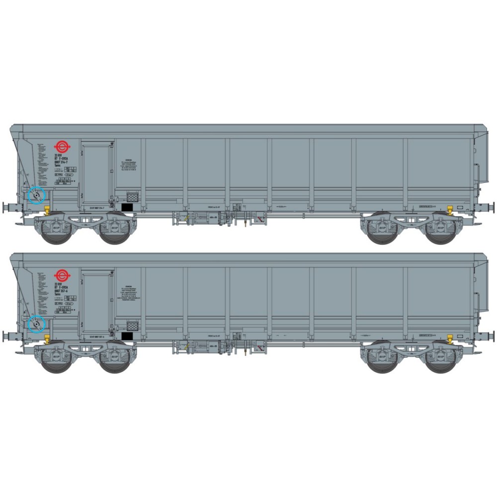 Ree modeles Sud-Express WBSE-010 Set de 2 Wagons Tombereaux TAMS, gris, Bogie Y25, ERMEWA Ree modeles Sud-Express WBSE-010 Set de 2 Wagons Tombereaux TAMS, gris, Bogie Y25, ERMEWA