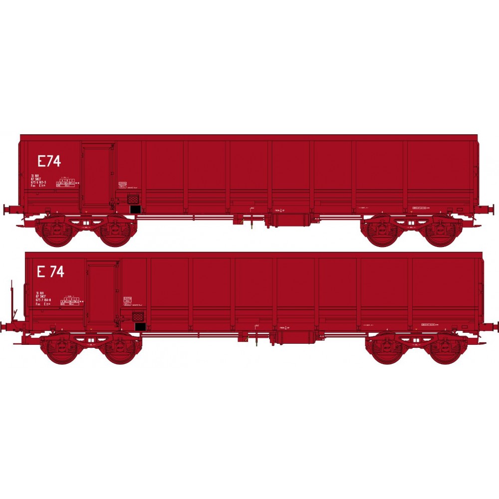 Ree modeles Sud-Express WBSE-012 Set de 2 Wagons Tombereaux FAS, rouge, Bogie Y25, SNCF, E74 Ree Modeles WBSE-012 - 1 Ree modeles Sud-Express WBSE-012 Set de 2 Wagons Tombereaux FAS, rouge, Bogie Y25, SNCF, E74 Ree Modeles WBSE-012 - 1