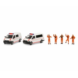 Schuco 452655500 Set de 2 véhicules Volkswagen DB Notfall et 5 personnages Schuco Schuco_452655500 - 1