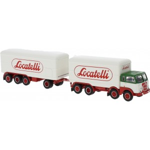 Brekina 58438 Camion Fiat 690 Millepiedi blanc / rouge avec remorque 4 essieux Sai SAI_58438 - 1