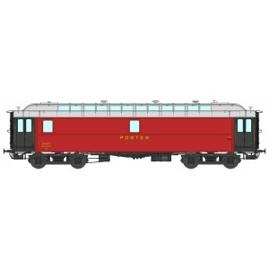 Ree Modeles VB247 Voiture postale ambulant OCEM 16m, PAmyi rouge foncé, toit gris clair, SNCF Ree Modeles VB-247 - 4