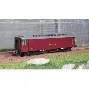 Ree Modeles VB252 Voiture postale Allège OCEM 16m, PEZ brun PTT, toit gris, châssis noir, SNCF Ree Modeles VB-252 - 1