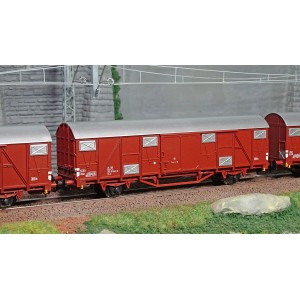 Os.Kar 4217 Set de 3 wagons couverts, Gbhs, livrés bruns, toit gris, FS Os.Kar International Os.Kar_OS4217 - 3