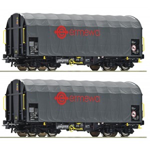 Roco 76039 Set de 2 wagons à bâche coulissante à bogies, ERMEWA Roco Roco_76039 - 4