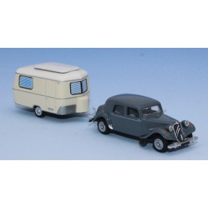 SAI 6109 Citroën Traction 11B 1952, gris bruyère avec caravane Eriba Sai Sai_6109 - 1