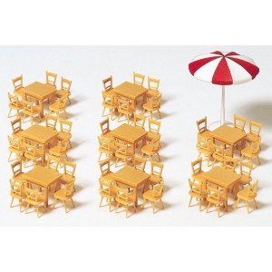 Preiser 17201 Kit de 8 tables 48 chaises et 1 parasol Ho Preiser Preiser_17201 - 1