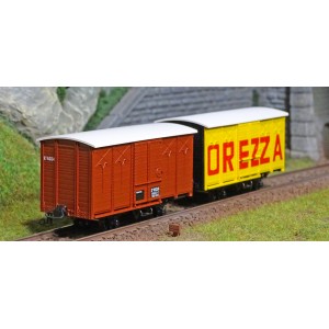 Ree modeles VM011 Set de 2 Wagons Couverts freinés CFC, Toit Rond, Rouge UIC, DREZZA, HOm Ree Modeles VM-011 - 1