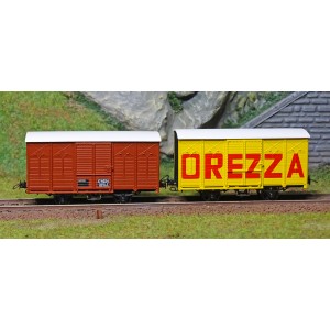 Ree modeles VM011 Set de 2 Wagons Couverts freinés CFC, Toit Rond, Rouge UIC, DREZZA, HOm Ree Modeles VM-011 - 2