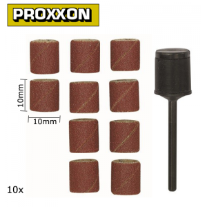 Cylindres abrasifs en corindon 10mm grain 150 (x10) + support Proxxon 28980