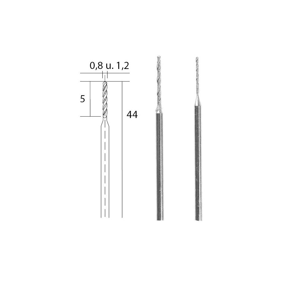 Forets hélicoïdal diamantée, Ø 0.8mm et 1.2mm Proxxon Proxxon PRX-28255 - 1