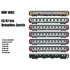 Models Word 1803 Set de 7 Voitures EC 97 Iris, SBB, Strasbourg - Zurich Models World MW_1803 - 2