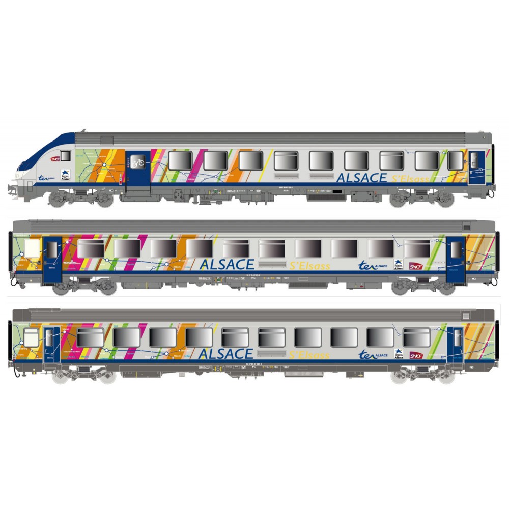 LS Models 41231DC Set de 3 voitures TER Alsace, voiture pilote, SNCF, logo carmillon, éclairage Ls models Lsm 41231DC - 1 LS Models 41231DC Set de 3 voitures TER Alsace, voiture pilote, SNCF, logo carmillon, éclairage Ls models Lsm 41231DC - 1