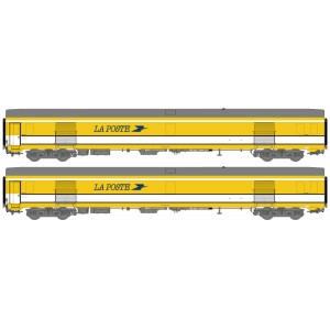 LS Models 40447 Set de 2 voitures Postales UIC, jaune/blanche, toit gris, inscription PTT, Pe UIC + Pe UIC Ls models Lsm_40447 -