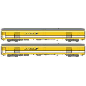 LS Models 40447 Set de 2 voitures Postales UIC, jaune/blanche, toit gris, inscription PTT, Pe UIC + Pe UIC Ls models Lsm_40447 -