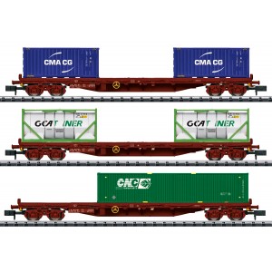 MiniTrix 15072 Set de 3 wagons porte-conteneurs type Rs, SNCF, CMA CG, GCAT INTER, CNC, échelle N Trix Trix 15072 - 6
