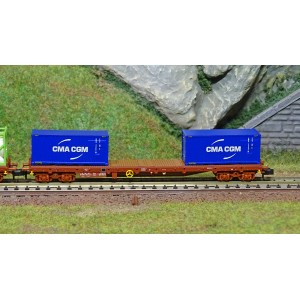 MiniTrix 15072 Set de 3 wagons porte-conteneurs type Rs, SNCF, CMA CG, GCAT INTER, CNC, échelle N Trix Trix_15072 - 4