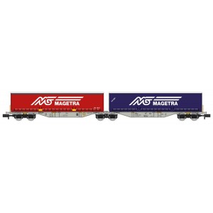 REE Modeles NW210 Wagon porte conteneurs Sggmrss 90 AEE, SNCF, 2 caisses MAGETRA Ree Modeles NW-210 - 4