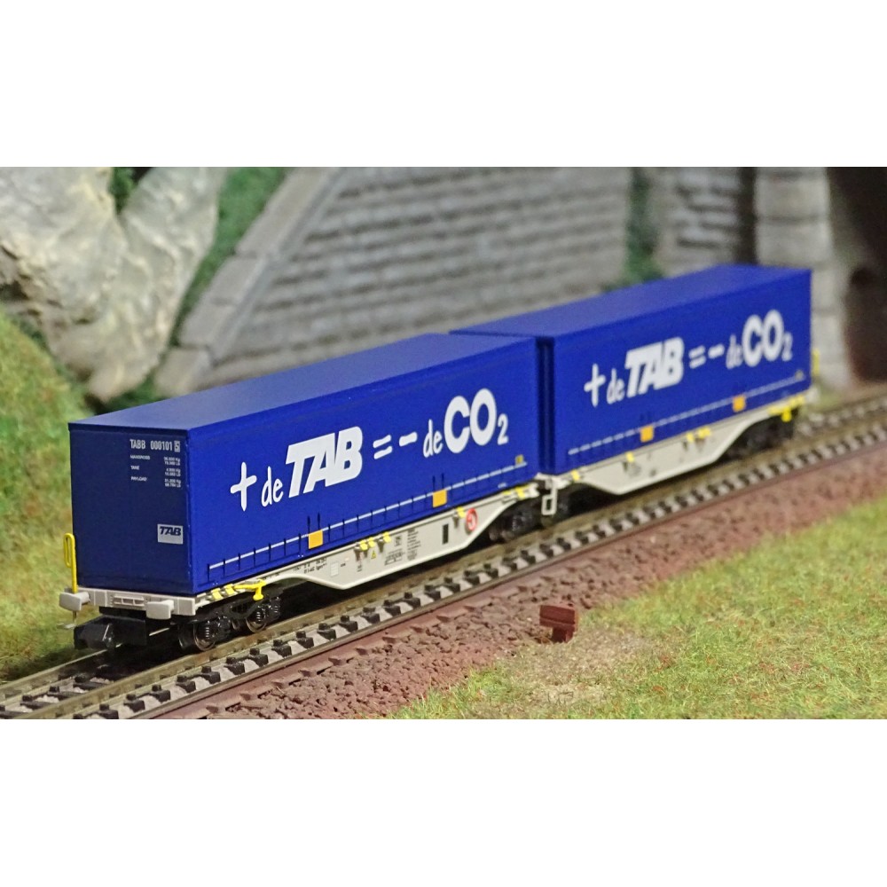 REE Modeles NW205 Wagon porte conteneurs Sggmrss 90 NOVA, SNCF, 2 caisses TAB - de CO2, N - 1/160 Ree Modeles NW-205 - 1 REE Modeles NW205 Wagon porte conteneurs Sggmrss 90 NOVA, SNCF, 2 caisses TAB - de CO2, N - 1/160 Ree Modeles NW-205 - 1