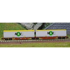 REE Modeles NW209 Wagon porte conteneurs Sggmrss 90 TOUAX, SNCF, 2 caisses MOVE INERNATIONAL Ree Modeles NW-209 - 2