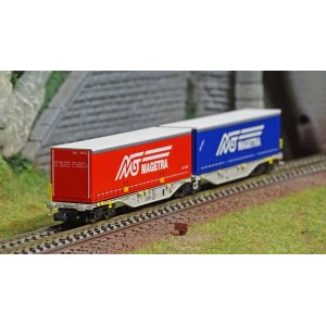 REE Modeles NW210 Wagon porte conteneurs Sggmrss 90 AEE, SNCF, 2 caisses MAGETRA Ree Modeles NW-210 - 1
