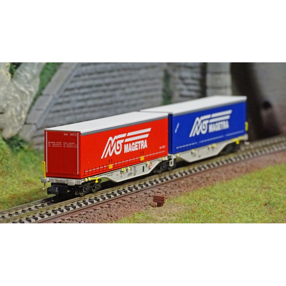 REE Modeles NW210 Wagon porte conteneurs Sggmrss 90 AEE, SNCF, 2 caisses MAGETRA, N - 1/160 Ree Modeles NW-210 - 1 REE Modeles NW210 Wagon porte conteneurs Sggmrss 90 AEE, SNCF, 2 caisses MAGETRA, N - 1/160 Ree Modeles NW-210 - 1