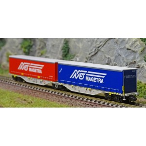 REE Modeles NW210 Wagon porte conteneurs Sggmrss 90 AEE, SNCF, 2 caisses MAGETRA Ree Modeles NW-210 - 3