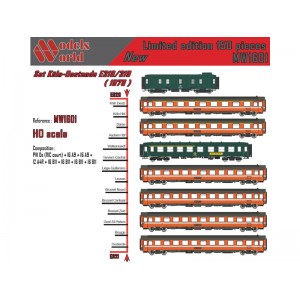 Models Word 1601 Set de 8 Voitures Cologne-Ostende E318 (1978) SNCB - NMBS Models World MW_1601 - 2