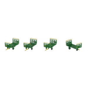 Ree Modeles XB 031 Set de 4 chariots Poste en Tubes métal, Vert et jaune, MARQUAGE SNCF ENCADRE Ree Modeles XB-031 - 1