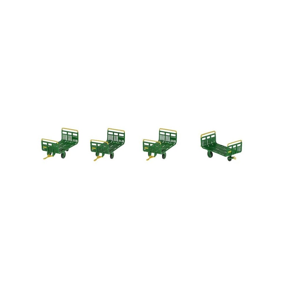 Ree Modeles XB 031 Set de 4 chariots Poste en Tubes métal, Vert et jaune, MARQUAGE SNCF ENCADRE Ree Modeles XB-031 - 1