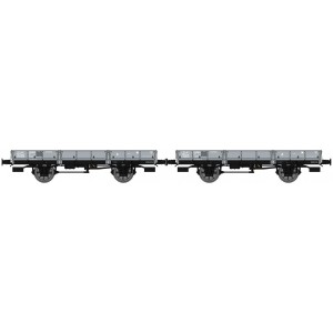 Ree modeles WB600 Set de 2 wagons Plats OCEM 29, Gris PLM, NNTouw Frein à levier, Roues rayons Ree Modeles WB-600 - 3