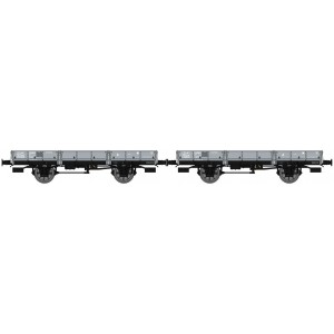 Ree modeles WB600 Set de 2 wagons Plats OCEM 29, Gris PLM, NNTouw Frein à levier, Roues rayons Ree Modeles WB-600 - 3