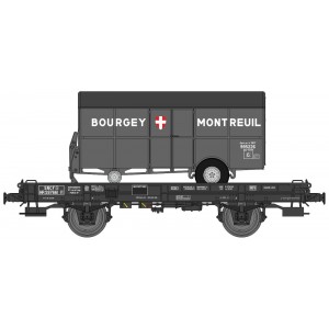 Ree modeles WB647 Wagon UFR Mono-Porteur noir, roues pleines + Remorque Fourgon BOUGEY MONTREUIL Ree Modeles WB-647 - 3