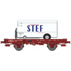 Ree modeles WB650 Wagon UFR Mono-Porteur rouge, roues pleines + Remorque Frigo STEF Ree Modeles WB-650 - 3