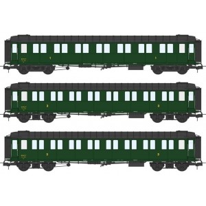 Ree modeles VB424 Set de 3 voitures voyageurs métallisées, ex-PLM, SNCF, A7 et C8, ep. II Ree Modeles VB-424 - 6