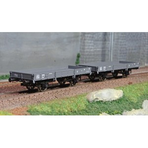 Ree modeles WB600 Set de 2 wagons Plats OCEM 29, Gris PLM, NNTouw Frein à levier, Roues rayons Ree Modeles WB-600 - 1